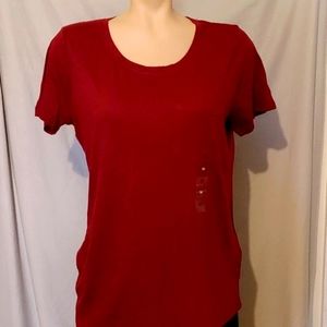 Style and co wine textured pocketed tee shirt,NEW